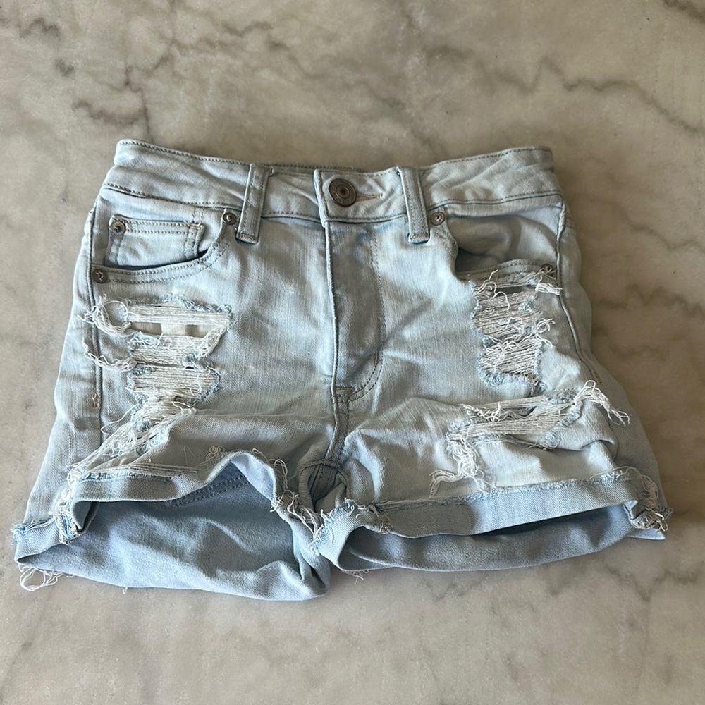 American Eagle Next Level Stretch Hi Rise Shortie Denim Shorts - Picture 1 of 12